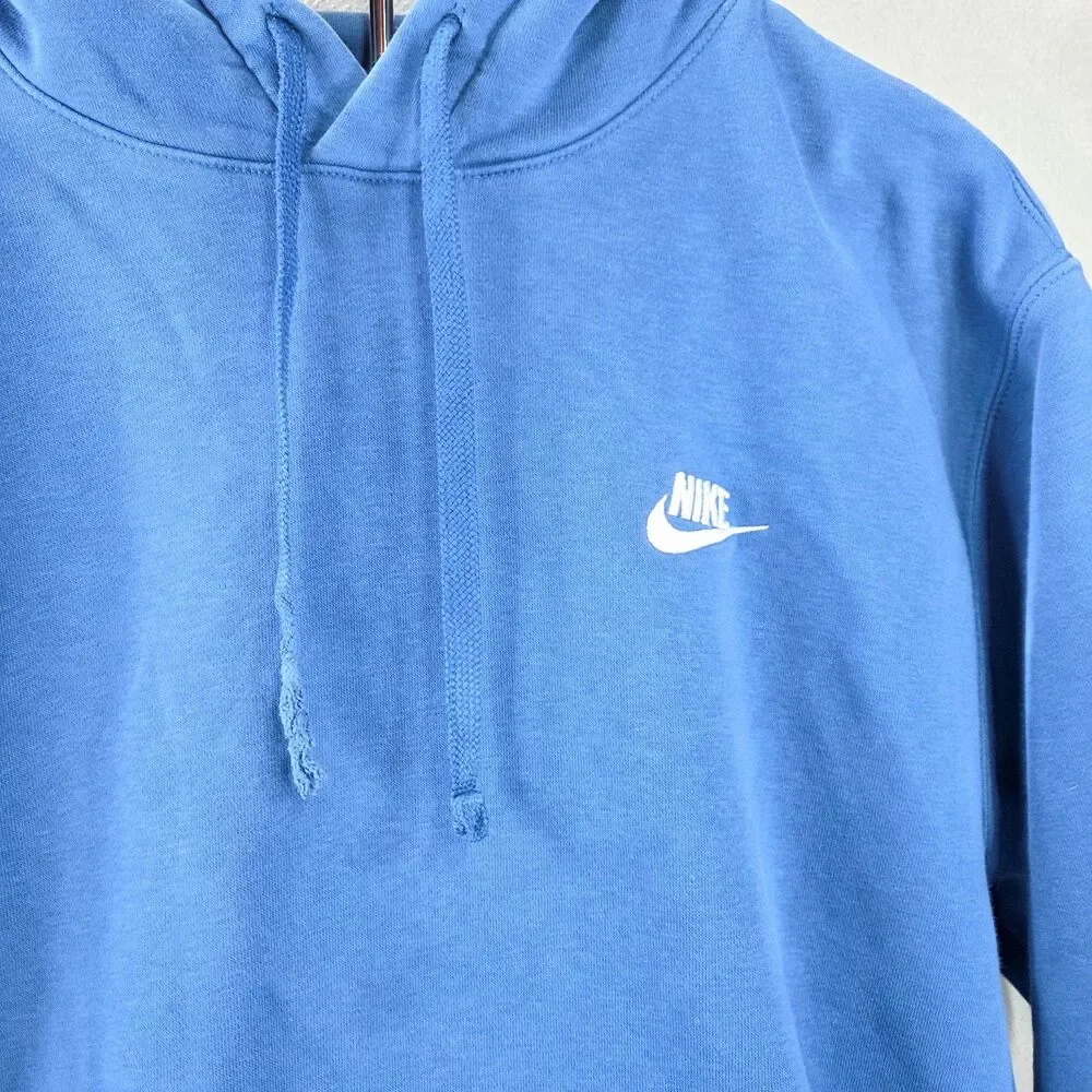 Nike Sportswear Club Fleece Pullover Hoodie Royal Blue White Swoosh Men M